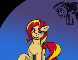 Size: 1280x989 | Tagged: safe, artist:warskunk, derpibooru import, sunset shimmer, unicorn, looking at you