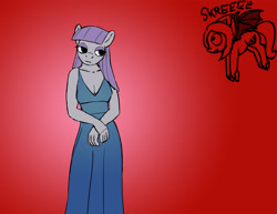 Size: 1280x989 | Tagged: safe, artist:warskunk, derpibooru import, maud pie, anthro, clothes, dress, female, solo, solo female