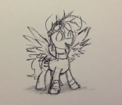 Size: 1682x1454 | Tagged: safe, artist:chiramii-chan, derpibooru import, oc, oc:murky, pegasus, fallout equestria, fallout equestria: murky number seven, charcoal drawing, fanfic art, traditional art