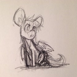 Size: 1756x1759 | Tagged: safe, artist:chiramii-chan, derpibooru import, oc, oc:murky, pegasus, fallout equestria, fallout equestria: murky number seven, big ears, ears, fanfic art, pencil drawing, traditional art