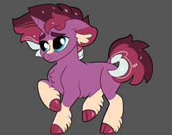 Size: 2800x2200 | Tagged: safe, artist:loryska, derpibooru import, pony, unicorn, gray background, magical gay spawn, male, offspring, parent:sunburst, parent:thunderlane, simple background, solo, stallion