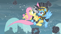 Size: 1920x1080 | Tagged: safe, derpibooru import, screencap, commander hurricane, fluttershy, private pansy, rainbow dash, pegasus, pony, hearth's warming eve (episode), female, mare