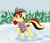 Size: 1400x1200 | Tagged: safe, artist:amateur-draw, derpibooru import, oc, oc:chocolate sweets, pony, belgium, clothes, female, hat, mare, scarf, simple background, snow, snowfall, solo