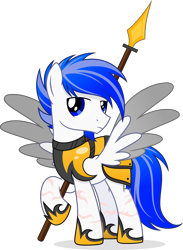 Size: 4871x6651 | Tagged: safe, artist:pumpkinpieforlife, derpibooru import, oc, oc:silver blade, pegasus, pony, armor, male, simple background, solo, spear, stallion, transparent background, weapon