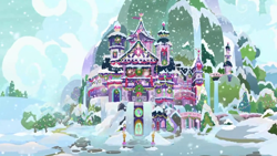 Size: 1280x720 | Tagged: safe, derpibooru import, screencap, mystery voice, background, no pony, ponyville, scenic ponyville, school of friendship, snow