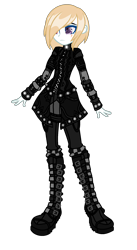 Size: 1160x2112 | Tagged: safe, artist:riariirii2, derpibooru import, oc, oc only, oc:winter sparkle, equestria girls, base used, boots, clothes, equestria girls-ified, eyelashes, frown, goth, heterochromia, makeup, shoes, solo