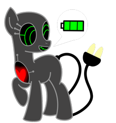 Size: 868x921 | Tagged: safe, artist:amgiwolf, derpibooru import, oc, oc only, pony, robot, robot pony, looking back, pictogram, raised hoof, simple background, solo, transparent background