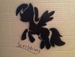 Size: 2828x2121 | Tagged: safe, artist:scarfi5h, derpibooru import, oc, oc:scribbles, pegasus, graffiti, pegasus oc, photo, solo, stencil, traditional art, wings