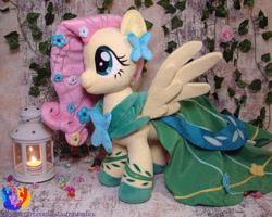 Size: 2887x2304 | Tagged: safe, artist:1stastrastudio, derpibooru import, fluttershy, pegasus, pony, candle, clothes, dress, female, flower, flower in hair, gala dress, irl, mare, photo, plushie, solo