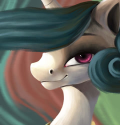 Size: 1280x1333 | Tagged: safe, artist:flower-lescence, derpibooru import, princess celestia, alicorn, pony, bust, female, lidded eyes, mare, portrait, smiling, solo