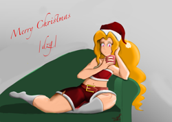 Size: 3491x2482 | Tagged: source needed, safe, artist:kazabomb, derpibooru import, adagio dazzle, human, equestria girls, christmas, holiday, mug, solo