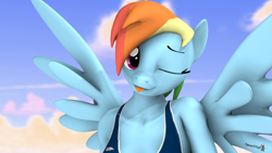 Size: 1920x1080 | Tagged: safe, artist:spinostud, derpibooru import, rainbow dash, anthro, 3d, clothes, female, solo, source filmmaker