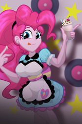 Size: 1600x2400 | Tagged: safe, artist:geraritydevillefort, derpibooru import, pinkie pie, coinky-dink world, eqg summertime shorts, equestria girls, breasts, milkshake, pinkie pies, server pinkie pie, solo