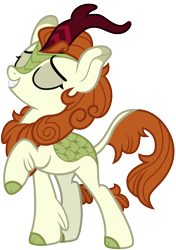 Size: 4000x5692 | Tagged: safe, artist:magnusmagnum, derpibooru import, autumn blaze, kirin, absurd resolution, eyes closed, female, mare, raised hoof, sassy, simple background, smiling, solo, transparent background, vector