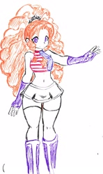 Size: 1655x2803 | Tagged: safe, artist:orochivanus, derpibooru import, adagio dazzle, equestria girls, clothes, female, fingerless gloves, gloves, partial color, short skirt, skirt, solo, traditional art