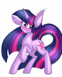 Size: 1630x2030 | Tagged: safe, artist:ladylullabystar, derpibooru import, twilight sparkle, unicorn twilight, pony, unicorn, big ears, ear fluff, ears, simple background, solo, white background