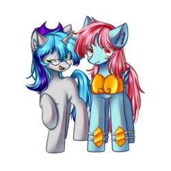 Size: 2000x2000 | Tagged: safe, artist:peace anya, derpibooru import, oc, oc only, oc:prism cosmos, oc:pts, pegasus, unicorn, 2021 community collab, derpibooru community collaboration, female, glasses, hat, horn, looking at you, mare, one eye closed, pegasus oc, simple background, transparent background, unicorn oc, wings, wink