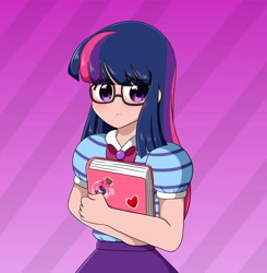 Size: 4012x4096 | Tagged: safe, artist:kittyrosie, derpibooru import, sci-twi, twilight sparkle, equestria girls, blushing, book, cute, glasses, holding hands, human coloration, solo, sticker, twiabetes