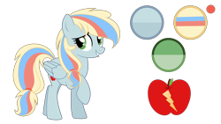 Size: 5228x2940 | Tagged: safe, artist:stellamoonshine, derpibooru import, oc, oc:lightning apple, pegasus, pony, female, magical lesbian spawn, mare, offspring, parent:applejack, parent:rainbow dash, parents:appledash, simple background, solo, transparent background