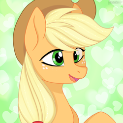 Size: 1024x1024 | Tagged: safe, artist:chickenbrony, derpibooru import, applejack, earth pony, pony, applejack's hat, bust, cowboy hat, cute, female, hat, icon, mare, portrait, smiling, solo