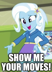 Size: 500x699 | Tagged: safe, derpibooru import, edit, edited screencap, screencap, trixie, better together, equestria girls, forgotten friendship, bronybait, captain falcon, caption, f-zero, female, image macro, imgflip, solo, text