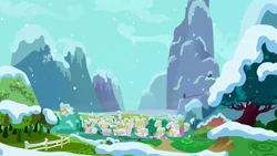 Size: 1280x720 | Tagged: safe, derpibooru import, screencap, hearth's warming eve (episode), background, no pony, ponyville, scenic ponyville, snow, winter