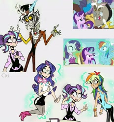 Size: 2472x2662 | Tagged: safe, artist:citi, derpibooru import, screencap, discord, rainbow dash, rarity, starlight glimmer, human, a matter of principals, the end in friend, boots, glitter boots, glowing hands, humanized, magic, scene interpretation, screencap reference, shoes, telekinesis