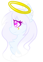 Size: 1544x2236 | Tagged: safe, artist:diamondmusicmlp, artist:riariirii2, derpibooru import, oc, oc only, earth pony, pony, collaboration, bust, earth pony oc, eyelashes, halo, simple background, solo, transparent background