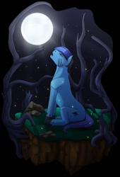 Size: 869x1280 | Tagged: safe, artist:imreer, derpibooru import, oc, oc only, earth pony, pony, commission, earth pony oc, full moon, looking up, male, moon, night, open mouth, solo, stallion, stars, tree, ych result