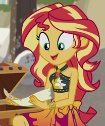 Size: 559x672 | Tagged: safe, derpibooru import, screencap, sunset shimmer, better together, equestria girls, x marks the spot, clothes, cropped, sleeveless, solo, swimsuit