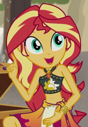 Size: 457x666 | Tagged: safe, derpibooru import, screencap, sunset shimmer, better together, equestria girls, x marks the spot, clothes, cropped, sleeveless, solo, swimsuit