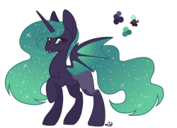 Size: 900x650 | Tagged: safe, artist:magicuniclaws, derpibooru import, oc, alicorn, bat pony, bat pony alicorn, pony, bat wings, horn, magical lesbian spawn, male, offspring, parent:mane-iac, parent:nightmare moon, simple background, solo, stallion, transparent background, wings