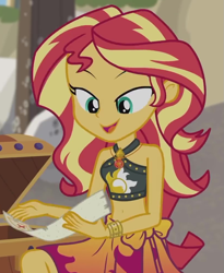 Size: 815x995 | Tagged: safe, derpibooru import, screencap, sunset shimmer, better together, equestria girls, x marks the spot, clothes, cropped, sleeveless, solo, swimsuit