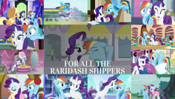 Size: 1978x1113 | Tagged: safe, derpibooru import, edit, edited screencap, editor:quoterific, screencap, applejack, misty fly, rainbow dash, rarity, soarin', spike, spitfire, dragon, earth pony, pegasus, pony, unicorn, a canterlot wedding, castle sweet castle, just for sidekicks, rarity investigates, scare master, sonic rainboom (episode), suited for success, swarm of the century, the crystal empire, the end in friend, the last roundup, female, golden oaks library, lesbian, raridash, shipping, twilight's castle