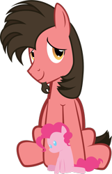 Size: 567x883 | Tagged: safe, artist:mrkat7214, derpibooru exclusive, derpibooru import, pinkie pie, oc, oc:ace play, earth pony, pony, .svg available, 2021 community collab, derpibooru community collaboration, facial hair, goatee, male, plushie, simple background, sitting, solo, stallion, svg, transparent background, vector