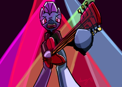 Size: 2560x1829 | Tagged: safe, artist:swegmeiser, derpibooru import, oc, pony, concert, guitar, musical instrument, singing, solo