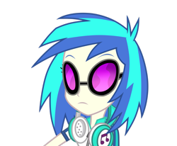 Size: 2701x2221 | Tagged: safe, artist:riariirii2, derpibooru import, dj pon-3, vinyl scratch, equestria girls, bust, clothes, female, frown, headphones, simple background, solo, sunglasses, transparent background