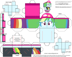 Size: 2979x2354 | Tagged: safe, artist:grapefruitface1, derpibooru import, rainbow dash, equestria girls, clothes, craft, cubeecraft, hat, papercraft, printable, sandals, solo, swimsuit