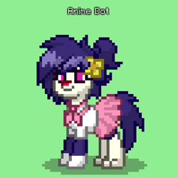 Size: 496x496 | Tagged: safe, derpibooru import, pony, animaniacs, dot warner, female, green background, pixelated, pony town, simple background, solo