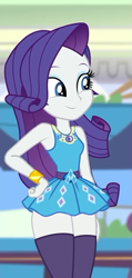 Size: 299x630 | Tagged: safe, derpibooru import, edit, edited edit, edited screencap, screencap, rarity, better together, equestria girls, holidays unwrapped, beautiful, beautisexy, canterlot mall, clothes, cropped, dashing through the mall, geode of shielding, magical geodes, sexy, smiling, socks, stockings, thigh highs, thighs