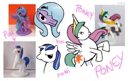 Size: 800x509 | Tagged: artist needed, source needed, safe, derpibooru import, princess celestia, princess luna, shining armor, alicorn, pony, unicorn, bust, female, jewelry, male, mare, peytral, photo, rearing, s1 luna, stallion, tiara, toy