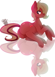 Size: 760x1051 | Tagged: safe, artist:aureamachina, derpibooru import, oc, oc only, oc:cherry spirit, earth pony, pony, butt, cutie mark, earth pony oc, female, large butt, mare, plot, reflection, signature, simple background, solo, transparent background, watermark