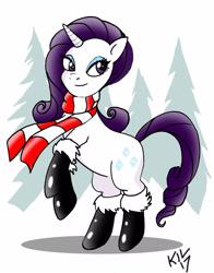 Size: 2167x2768 | Tagged: safe, artist:koku-chan, derpibooru import, rarity, pony, unicorn, christmas, christmas stocking, clothes, cutie mark, holiday, scarf