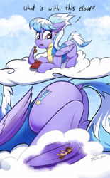 Size: 1546x2500 | Tagged: safe, artist:tsitra360, cloudchaser, pegasus, pony, cloud, commission, cookie, duo, eating, food, micro, underhoof, wing hold
