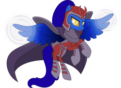 Size: 1280x925 | Tagged: safe, artist:mlp-trailgrazer, derpibooru import, oc, oc:dusk flare, pegasus, pony, clothes, cosplay, costume, magneto, male, simple background, solo, stallion, transparent background