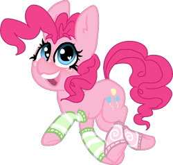 Size: 846x807 | Tagged: safe, artist:nootaz, derpibooru import, pinkie pie, earth pony, pony, clothes, heart eyes, simple background, socks, solo, transparent background, wingding eyes
