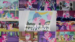 Size: 1982x1115 | Tagged: safe, derpibooru import, edit, edited screencap, editor:quoterific, screencap, amethyst star, applejack, cloud kicker, derpy hooves, dj pon-3, fluttershy, lemon hearts, lyra heartstrings, minuette, moondancer, pinkie pie, princess celestia, rainbow dash, rarity, sea swirl, seafoam, sparkler, spike, star hunter, twilight sparkle, twinkleshine, vinyl scratch, alicorn, dragon, earth pony, pegasus, pony, unicorn, a bird in the hoof, a canterlot wedding, amending fences, celestial advice, friendship is magic, party of one, party pooped, pinkie pride, ponyville confidential, swarm of the century, sweet and elite, the best night ever, the crystalling, cake, food, golden oaks library, mane seven, mane six, microphone, party cannon, speakers, twilight's castle