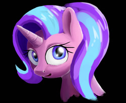 Size: 899x738 | Tagged: safe, artist:slamjam, derpibooru import, starlight glimmer, unicorn, black background, bust, simple background, solo