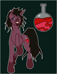 Size: 1836x2376 | Tagged: safe, artist:hot headed clover, derpibooru import, oc, oc:aether moon, pony, half changeling, solo