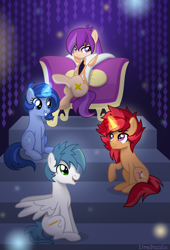 Size: 2045x3000 | Tagged: safe, artist:limedazzle, derpibooru import, oc, oc:evenstar gleam, oc:janey, oc:white quartz, pegasus, pony, unicorn, female, magic, male, mare, stallion